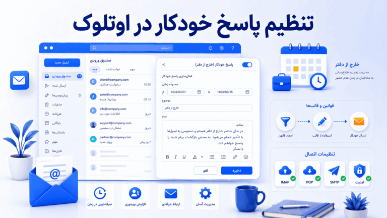 آموزش تنظیم پاسخ خودکار در اوتلوک برای ایمیل‌های کاری و شخصی